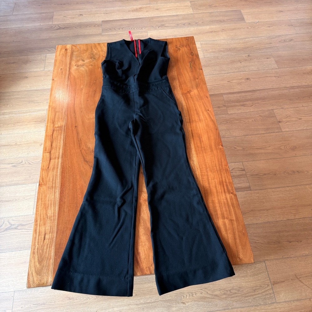 Spanx Women's Black "The Perfect Sleeveless Jumpsuit" With Flared Legs Size XS